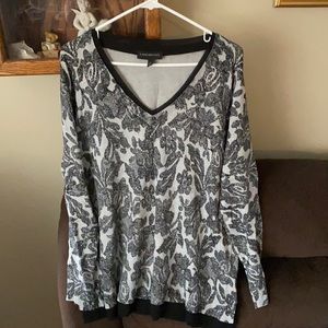 Lane Bryant sweater. Grey with black flowers